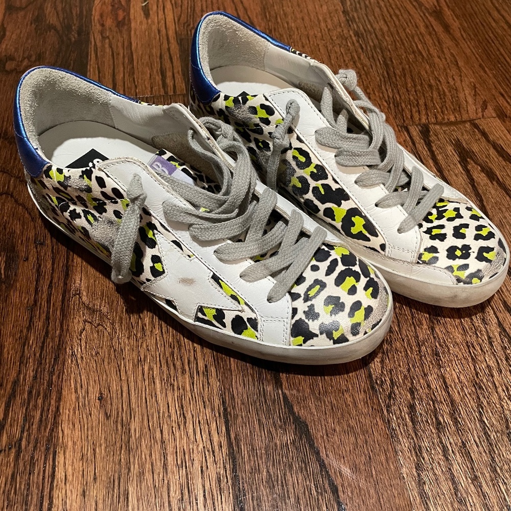 Golden Goose - size 36 - neon leopard and metallic blue